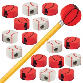 ArtCreativity Sports Eraser Pencil Tops, 24 Pcs, Sporty Eraser Caps Toppers, Classroom Prize, Teacher Rewards, Sports Themed Birthday Party Favors, Goody Bag Stuffers for Boys and Girls