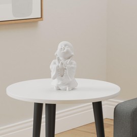 Carefree Fish Buddha Statue Minimalist Sandstone Buda Ornament Monk Figurine Zen Decor Bring Home a Ray of Sunshine 9Inch