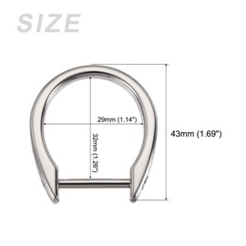 [METALLIXITY] Horseshoe D Ring 29mm 6pcs Screw-in U Shape Buckle Shackle Key Chain Bag Leather Craft Silver Tone