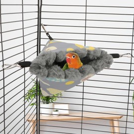 Wontee Bird Nest House Winter Warm Hanging Hammock Bird Bed Snuggle Hut for Parakeets Budgies Caique Conures Cockatiels (Small, Grey)