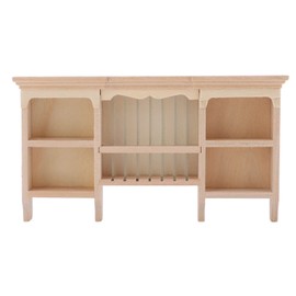 Dollhouse Display Cabinet,1/12 Miniatura Storage Cabinet Wall Mounted Hand Painted Dollhouse Cupboard Crafted Mini Shelf (Wood Color)