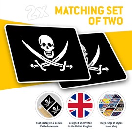 Rectangle Stickers (Set of 2) 10cm - Pirate Flag Jolly Roger Ship Skull Fun Decals for Laptops,Tablets,Luggage,Scrap Booking,Fridges, #24025