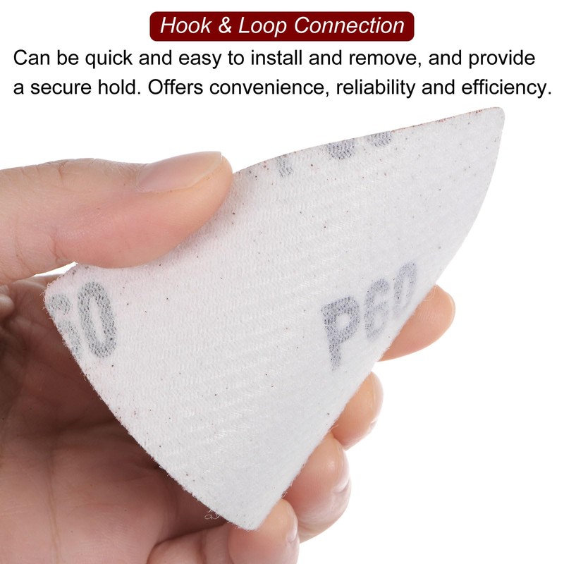 sourcing map 60pcs Triangular Hook & Loop Sandpapers 40/60/80 Grits