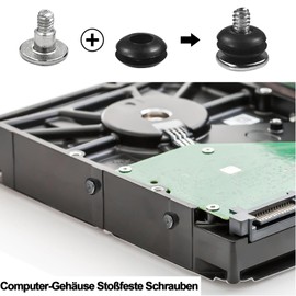 Shockproof Screws, Pack of 20 Computer Casing Shockproof Screws, Computer Case Shockproof Screws, Shockproof Shock Absorption Screws with Rubber Washers for Hard Drive Computer