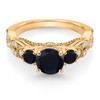 Gem Stone King 18K Yellow Gold Plated Silver Black Onyx