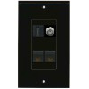 Wallplate City 1 Port HD Coax 2 CAT6 Ethernet Wall Plate DecorZ [ BLACK ]