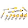 12 Pcs Router Bit Yellow Carbide Cemented Woodworking Milling Cutter