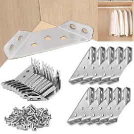 Stainless Steel Angle, Pack of 30 Triangle Support Made of Stainless Steel Angle Metal with Screws, Furniture Connector, Metal Angle 90 Degrees, Corner Connector, Furniture Construction for Cupboard,