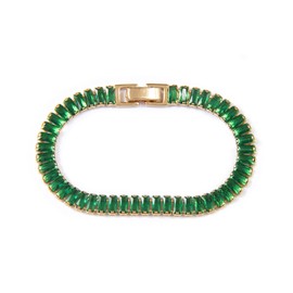 Silver Smile – Gold Plated Minimalist Modern Tennis Bracelet with Green CZ Stones for Womens | Secure Clasp| Birthstone Tennis Bracelets |Bracelets in Multiple Sizes