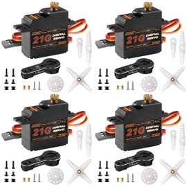 Miuzei 21G Micro Servo Motor Metal Geared Mini Digital Servo Kit with 25T Horn for 1/14 1/16 1/18 RC Car Robot Helicopte (4)