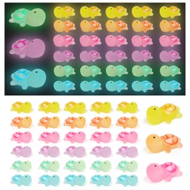 Maxmoc Mini Resin Turtles, 60 PCS Luminous Resin Animals, Tiny Turtles Figurines Glow in the Dark for DIY Garden Miniature Landscape Aquarium Dollhouse Decoration (6 Colors)