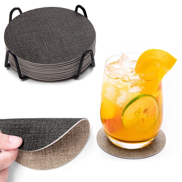 Chitomars Drink Coasters, 12 Pcs with Holder, Dual Sided Non-Slip