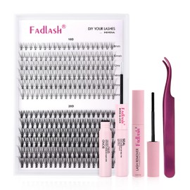 DIY Lash Extensions Kit, Lash Clusters Individual, Lash Bond and Seal, Clusters Lash Glue Remover and Eyelash Tweezers for Eyelash Extensions Beginners (10D+20D-0.07D, 8-16mm, Kit)