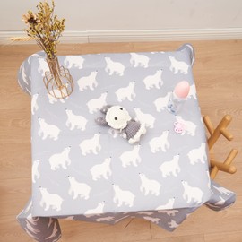 Splat Mat for Under High Chair/Arts/Crafts, Washable Baby Spill Mat Waterproof Anti-Slip Floor Splash Mat, Portable Play Mat and Table Cloth (Bear, 43"x 43")