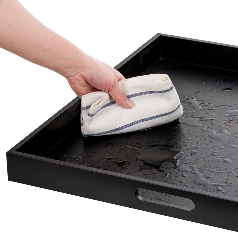 Hanobe Ottoman Tray for Living Room: Modern Extra Large Black
