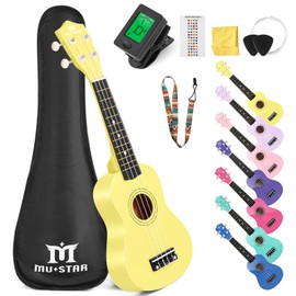 MUSTAR Soprano Ukulele Kids Ukulele for Beginners - 21 Inch Small Guitar Ukulele for Kids Toddlers Birthday Holiday, Gig Bag, Digital Tuner, Strap, Picks All in One Kit, Kids Christmas Gifts