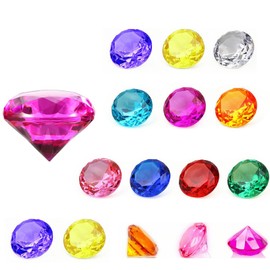 RAMTRIO Gemstones for Children 30 mm Acrylic Children's Diamond Gemstones Colourful, 15 Pieces Acrylic Diamonds Colourful for Vases, Pirate Treasure Hunt, Table Decoration, Party Bags, Wedding