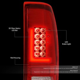 Auto Dynasty Compatible with Ford F250/F350/F450/F550 Super Duty Pair of Red 3D LED Bar Tail Brake Lights (Chrome Housing Red Lens)
