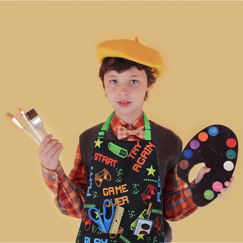 DASHN PRODUCTS Kids Apron - Gaming - Dual Pockets -