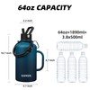BJPKPK Half Gallon Insulated Water Bottles with Straw Lid &