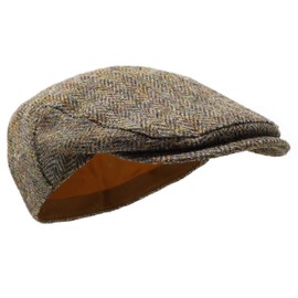 Borges & Scott Nevis Flat Cap - 100% Handwoven Wool – Harris Tweed – Water Resistant - Classic Herringbone - 54cm