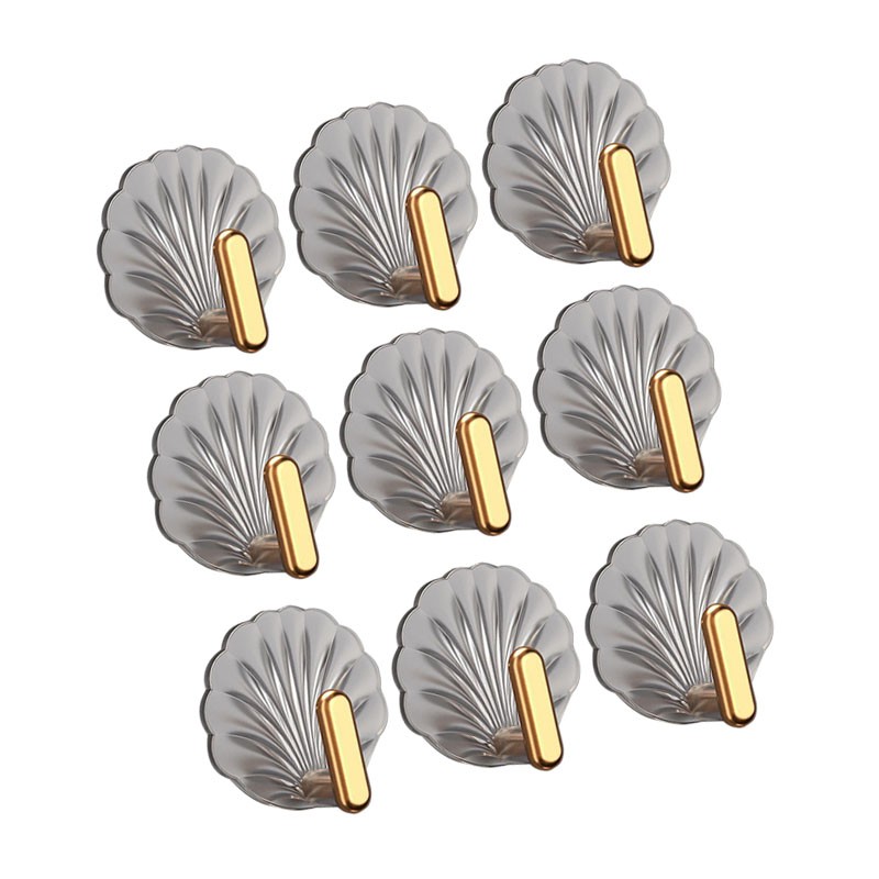 9PCS Self Adhesive Hooks Plastic Seashell Decorative Wall Mounted Bathroom