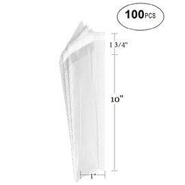 100 Pcs Clear Flat Cello/Cellophane Bags Good for Candies, Cookies, Bakery Goods, Soap, Other Goodie Treats (1" x 10" (25.4 x 254mm))