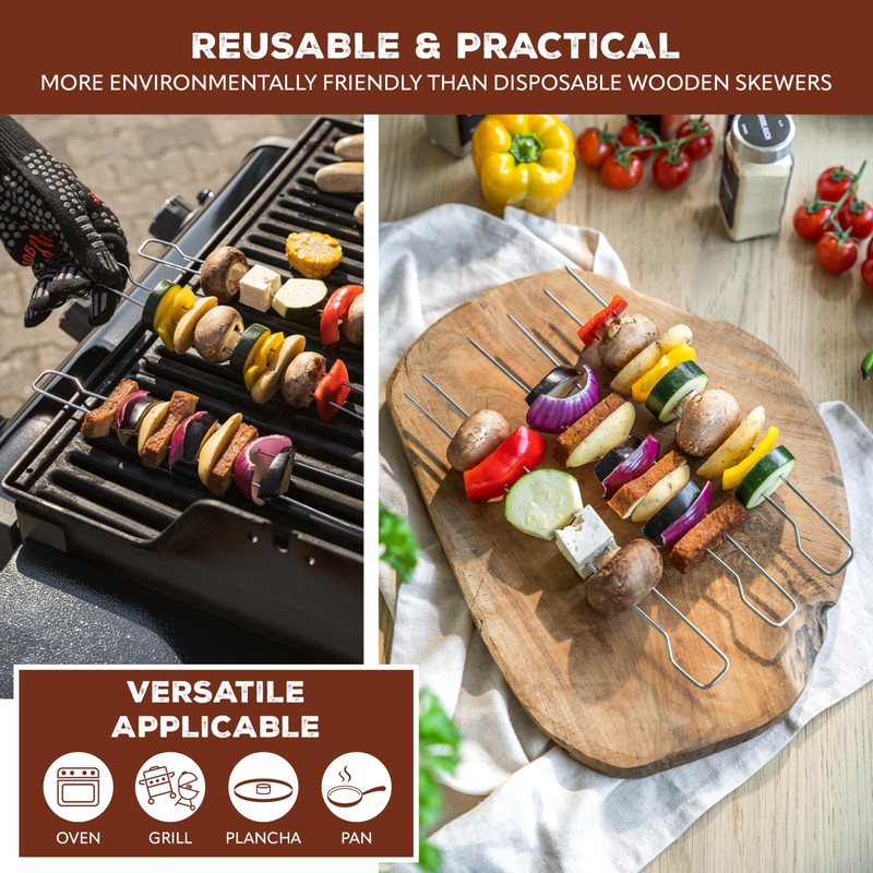 bremermann Double Barbecue Skewers Set of 8 Stainless Steel Approx.