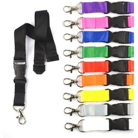 10 Pieces - Lanyards without Printing - Lanyard Keychain No Print - Width 0.79" - Press Lock Safety Clasp - Variety of Colours - White, Polyester