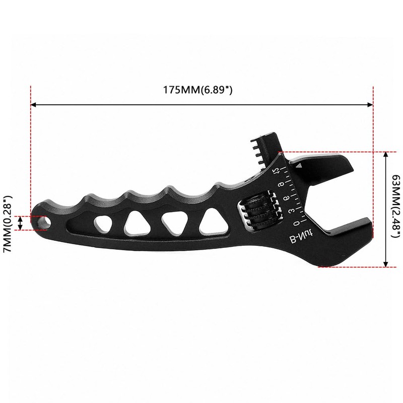 BARTOO AN Hose Fitting Adjustable Wrench 3AN-16AN Lightweight Aluminum(Black)