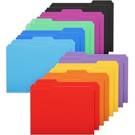 KTRIO Paquete de 18 carpetas de archivo de plástico de colores, carpetas de archivo de polipropileno de tamaño carta con pestañas borrables de 1/3 de 