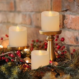 MISSTIME 3x3 Flickering Flameless Candles Set of 3,3 inch Real Wax LED 600 Hours Battery Candles with Timer Remote,Control for Valentines Day Wedding Party Holiday Indoor/Outdoor, White