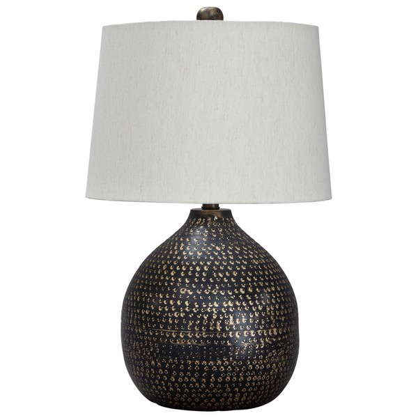 Signature Design by Ashley Maire Contemporary 25" Metal Table Lamp, Black & Gold Finish