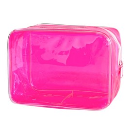 Neon Clear Pouch Small, Clear Makeup Bag, 7"x2.3"x4.7" Size TSA Approved Toiletry Bag, Clear Travel Bags for Toiletries, Clear Cosmetic Bag for Women and Men Small (hot pink)