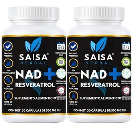 Nad 60 Cápsulas Nicotinamida Adenina Dinucleótido + Resveratrol Calidad Premium SAISA HERBAL