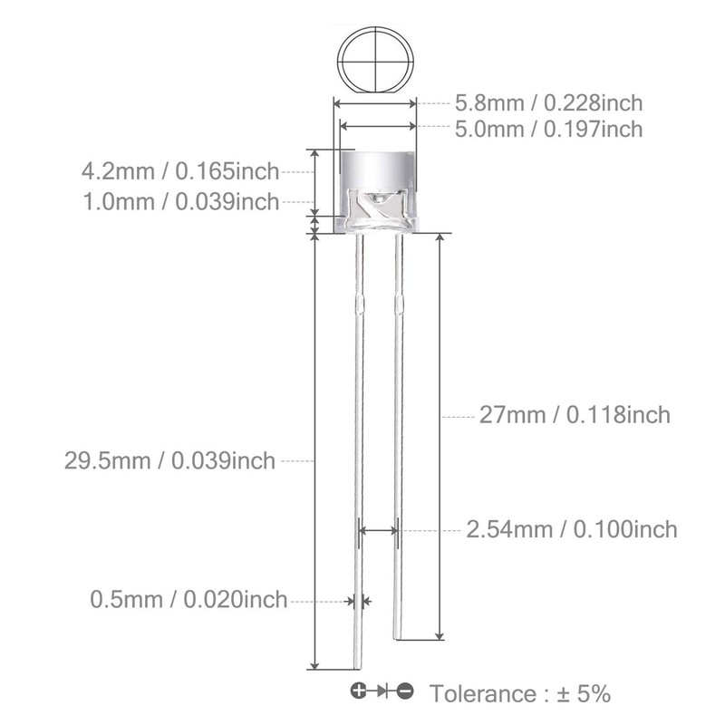 Chanzon 100 pcs 5mm White Flat Top LED Diode Lights