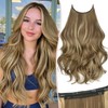KooKaStyle Invisible Wire Hair Extensions Long Wavy Layered Synthetic with