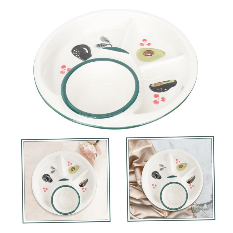 GRIRIW Chic Ceramic Dinner Plate Divided Sections for Bariatric Surgery