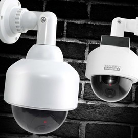 Pole-Mounted Round Dummy CCTV Security Camera Warning