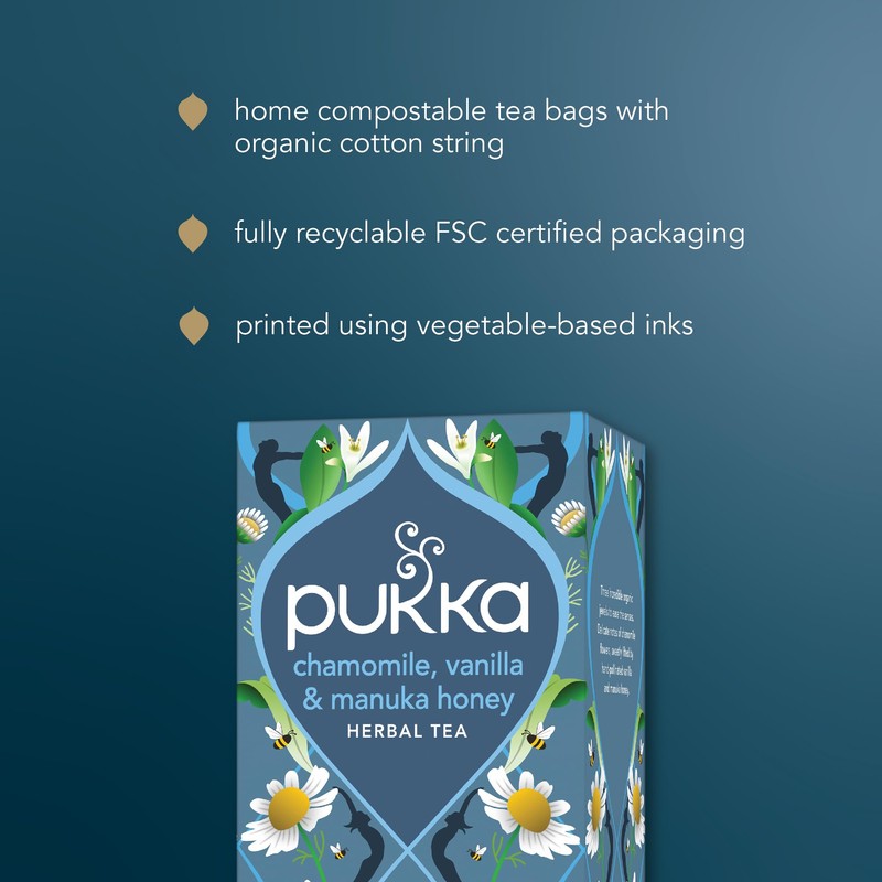 Pukka Calming Chamomile, Vanilla & Manuka Honey Organic Herbal Tea,