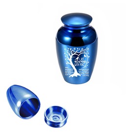 1pcs 6.5cm Small Urns Mini Cremation Human Ashes Holder Aluminum Alloy Memorial Keepsake Ash Funeral Urn for Pet Small Ashes Urns for dog pet(Blue)