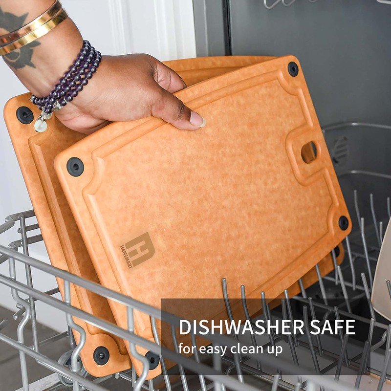 2-pc. Eco-Friendly Composite Reversible Cutting Board Medium&Large Set with Handles,