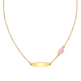 Rockyu Allure Necklace, Kids, Gold, Stainless Steel, Butterfly Shaped, Drop Resin Chain, Cute, Birthday, Gift, Present, Stainless Steel, No Gemstone