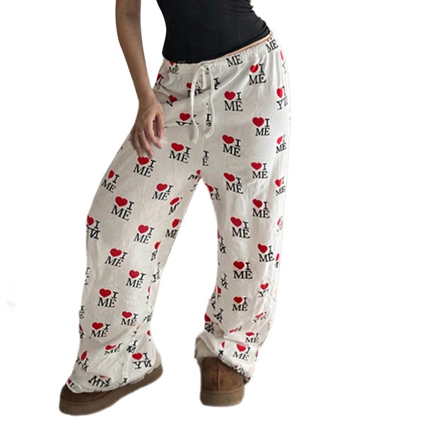 Suagox Women's Baggy Wide Leg Lounge Pants Drawstring Pj Bottoms