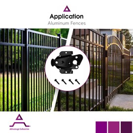 Advantage Industries 2” Stainless-Steel Self-Latching Gate Latch | Hidden Spring Design | Two-Way Spring Latch Entry | Pad-Lockable | Left & Right Reversable | Aluminum & Vinyl/PVC Gates - Black