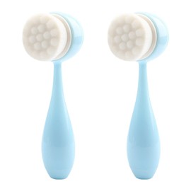 FRCOLOR 2pcs Double-sided Facial Cleaning Brush for Deep Cleansing Exfoliating and Blackhead Removal Manual Face Brush Soft Bristles for Gentle Skin Care for Women