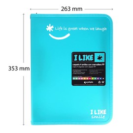 Grafoplás 4800933 Ring Binder with Zip A4+ Light Blue 4 Rings 25 mm Polypropylene