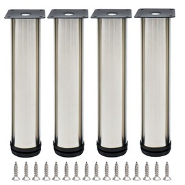 Legs for Furniture Set of 4 GKYZBB Stainless Steel Metal Adjustable Furniture Legs,Furniture risers Apply to Sofa Legs Cabinet Legs Desk feet (50mmx250mm, Silver)