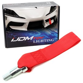 iJDMTOY (1) Red High Aesthetic Racing Tow Hook Strap Set Compatible With 2020-up Toyota Supra GR, Made of Iron Towing Rod