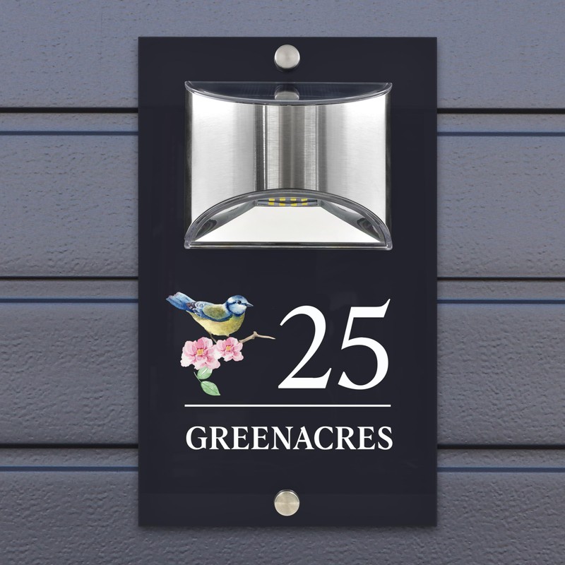 Custom Signs Solar Illuminated Modern Anthracite House Number Sign 24cm